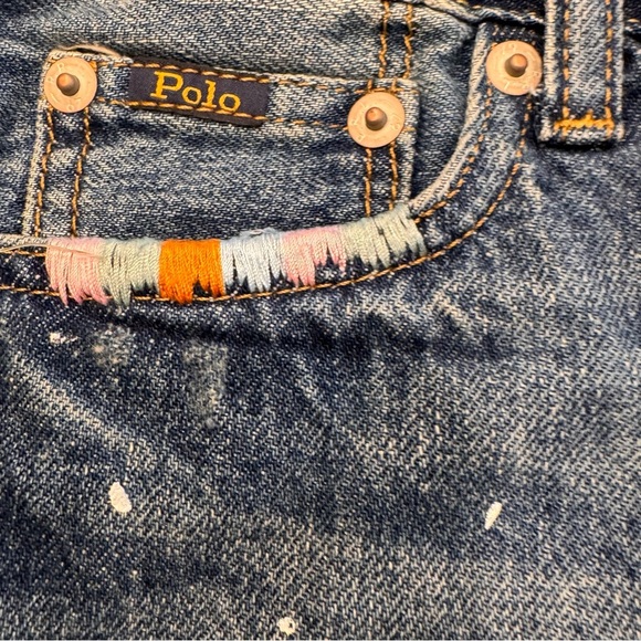 NWT Polo Ralph Lauren Girls Shorts Paint Splatter Distressed Denim Size 12 - Picture 5 of 11